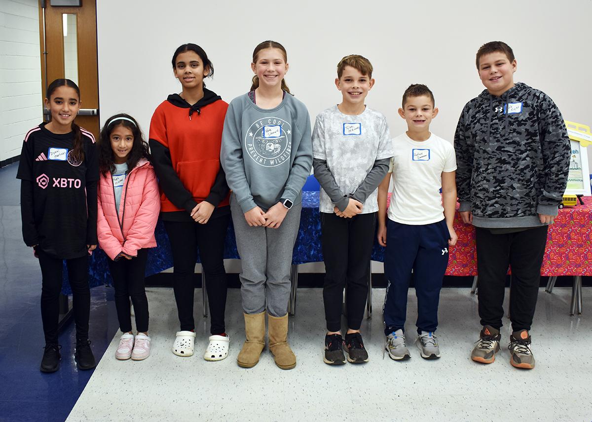 Mars Area School District honored the winners of the District’s 2022-2023 School Bus Safety Poster Contest (from left) Dyani Martinez, Myra Mistry, Rhythm Srivastava, Kate Sherwin, Tyler McKinney, Anthony Zimmerman and Cole Kight were honored at a luncheon on Nov. 1.